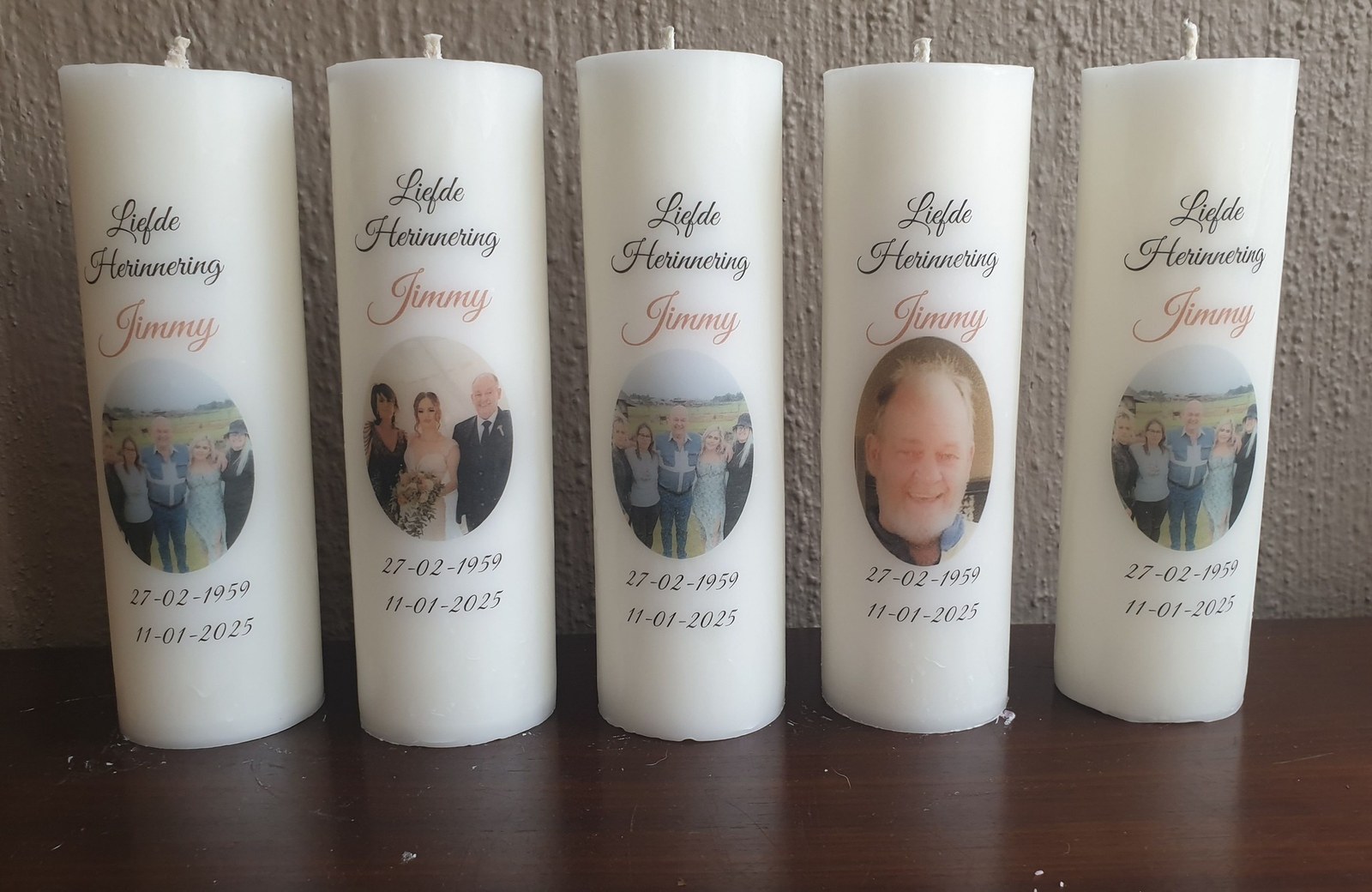 Custom Jimmy memorial candles