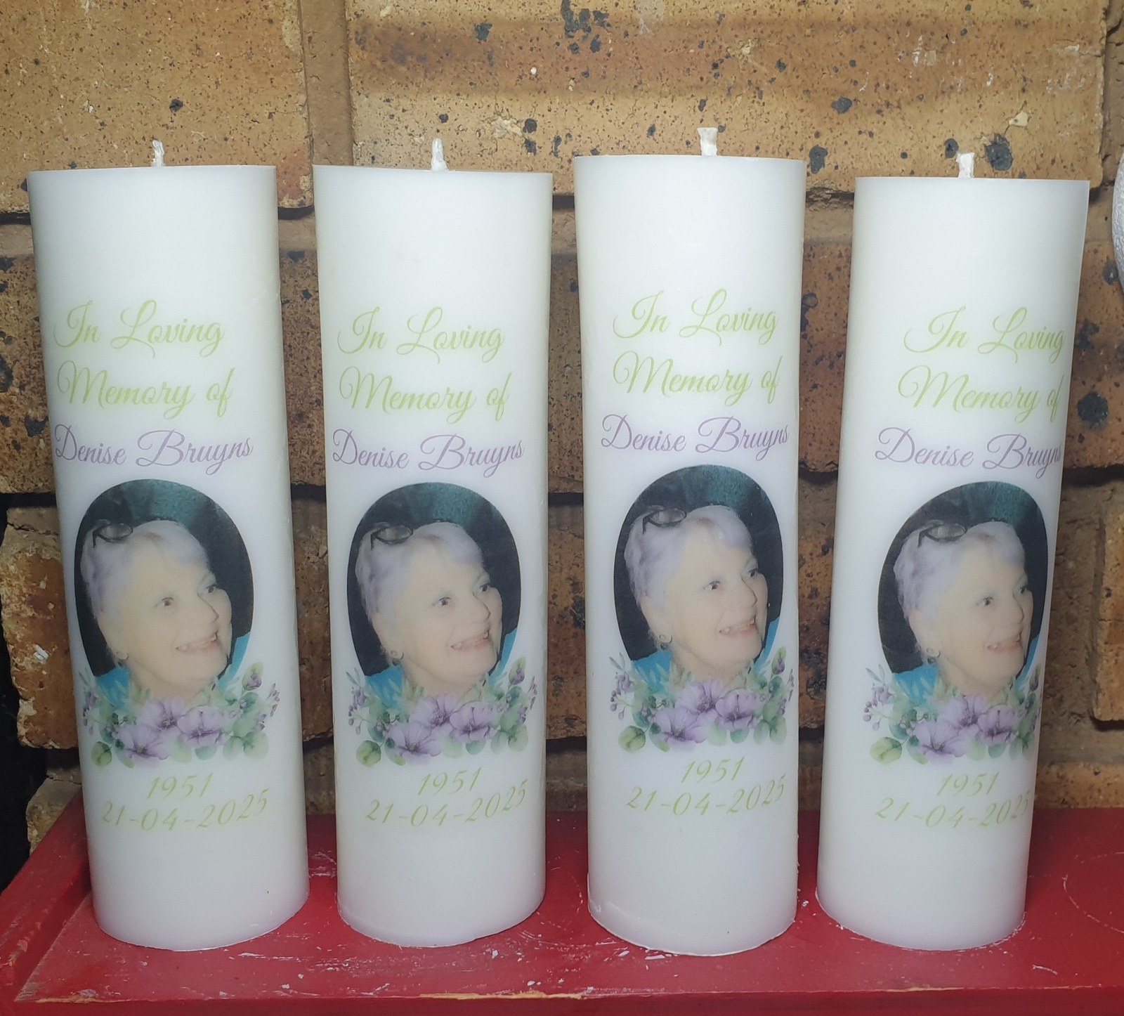 Pink memorial candles